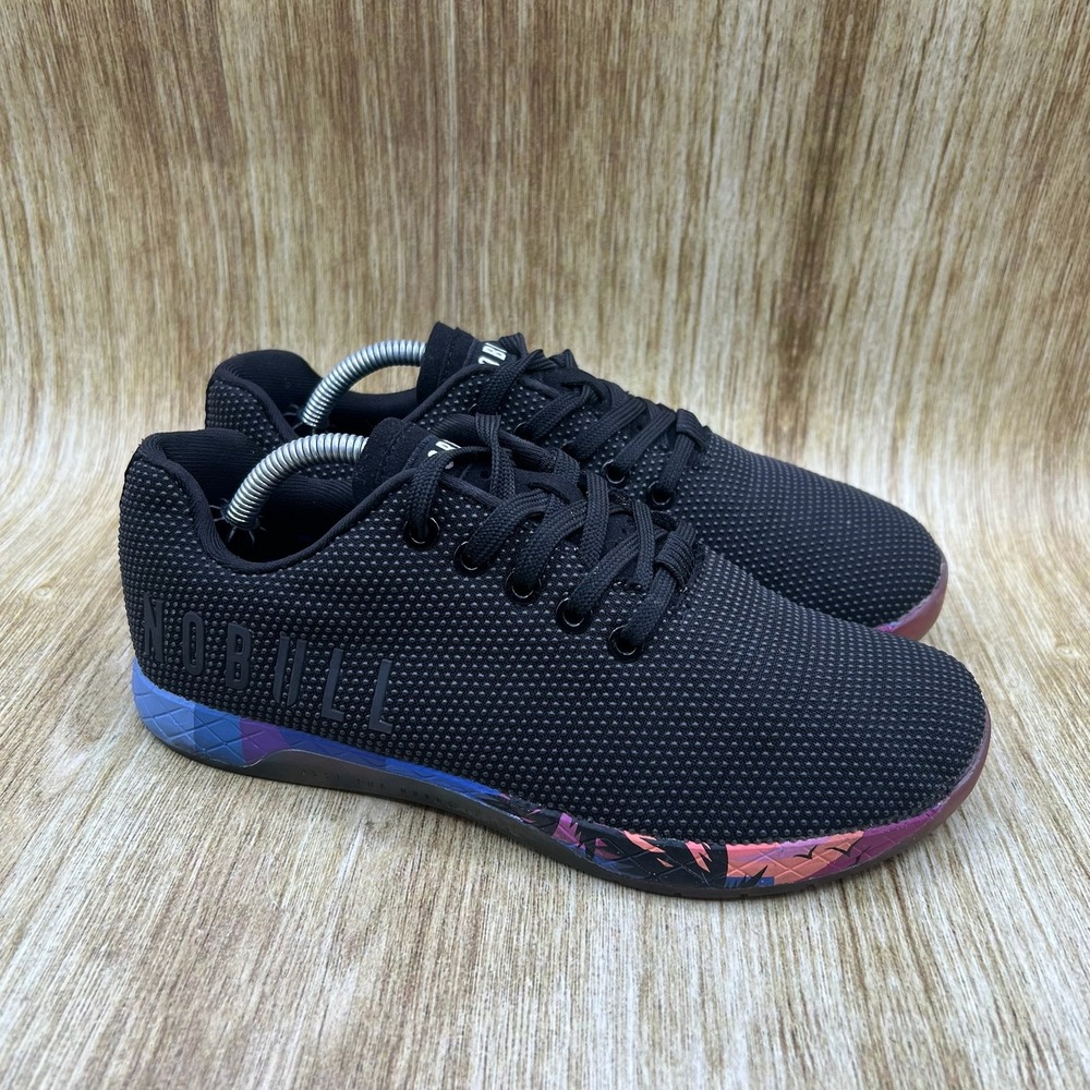 NOBULL SuperFabric Trainer Shoes Women's Size 7.5 Black Tropical Sunset Low Top